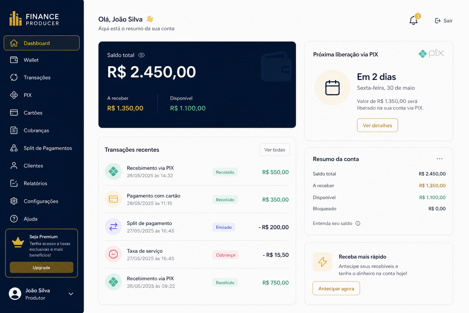 Extrato financeiro do produtor